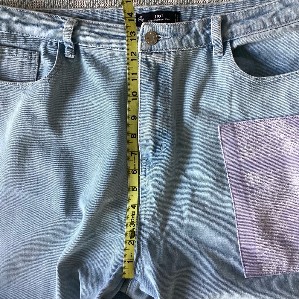 Missguided Riot High Rise Patchwork Jeans Size 14 - Picture 5 of 10